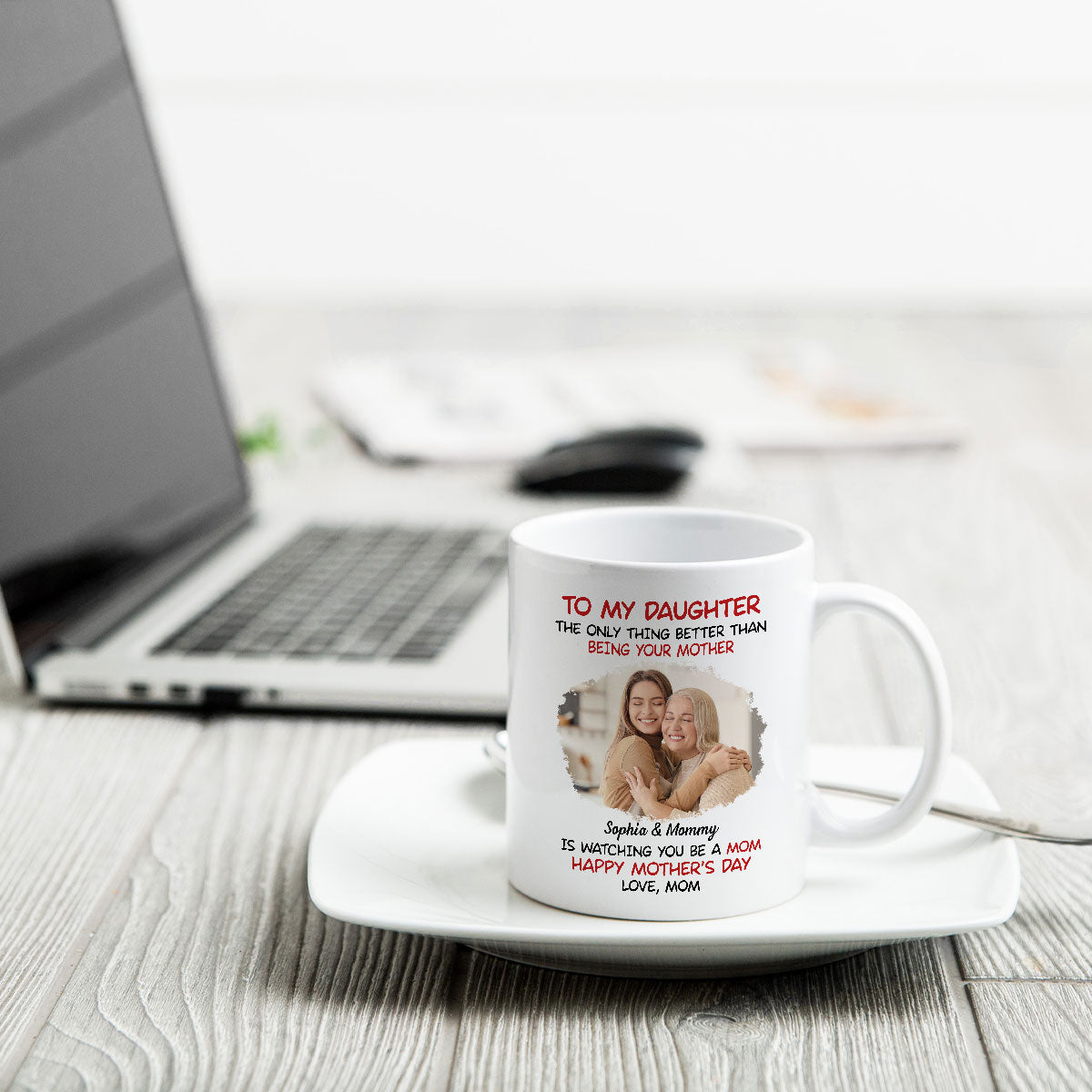 To My Daughter Photo Insert Happy Mother's Day Personalized Mug