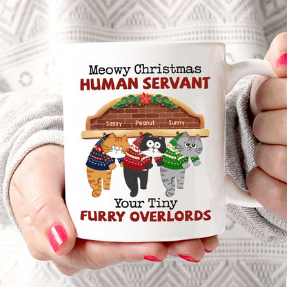 Meowy Christmas Human From Naughty Cats Personalized Mug, Christmas Gift
