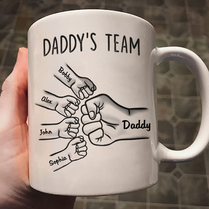 Daddy's Team Fist Bump Outline 3D Inflated Effect Personalized Mug