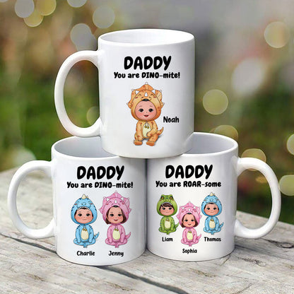 Daddy Mommy Grandpa Grandma You Are DINO-mite Dinosaur Kids Personalized Mug