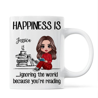 Happiness Is Ignoring The World Because You're Reading Book Personalized Mug