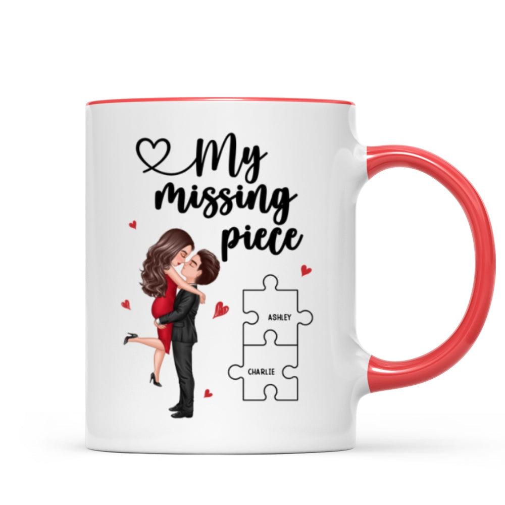 My Missing Piece Couple Hugging Kissing Valentine's Day Gift For Her Gift For Him Personalized Mug