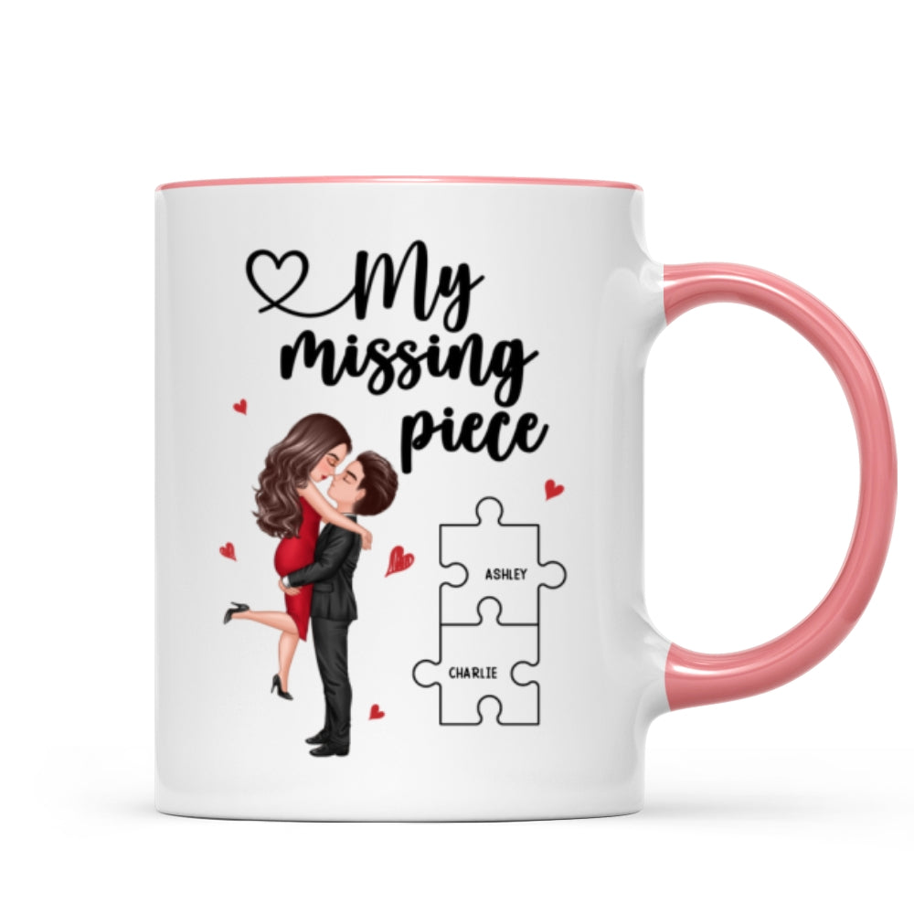 My Missing Piece Couple Hugging Kissing Valentine's Day Gift For Her Gift For Him Personalized Mug