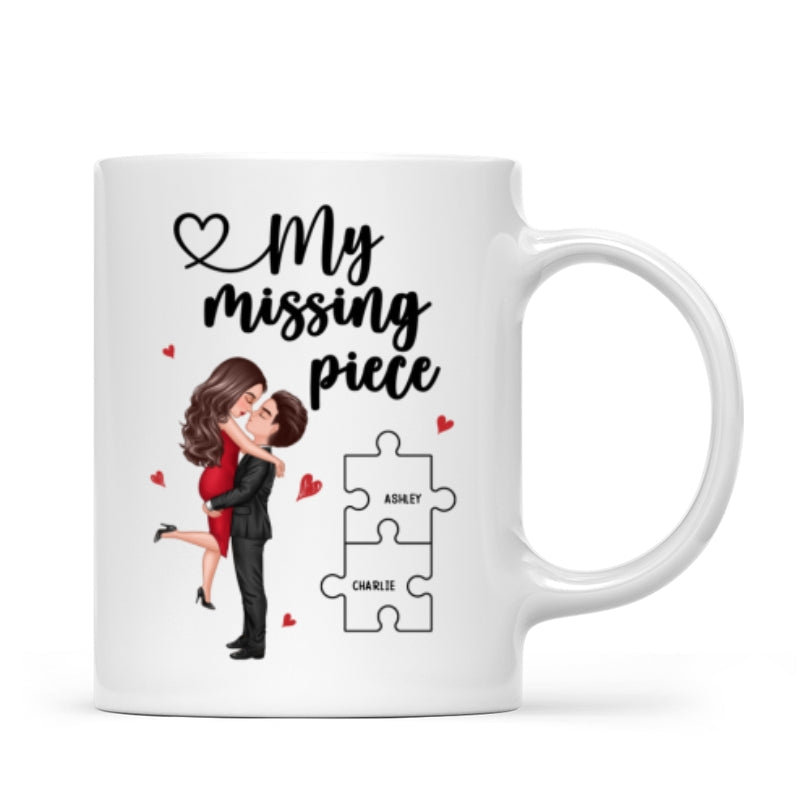 My Missing Piece Couple Hugging Kissing Valentine's Day Gift For Her Gift For Him Personalized Mug
