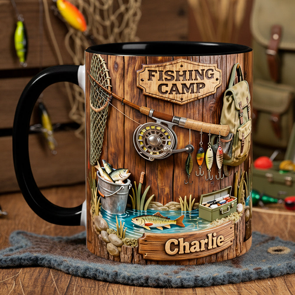 Just Loves Fishing - Personalized Accent Mug - Gift For Fishing Lovers HH01