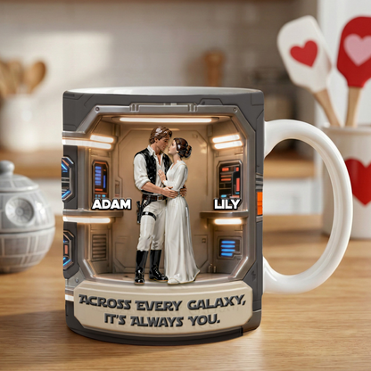 Stwa Across Every Galaxy It's Always You - Personalized White Edge-to-Edge Mug - Gift For Couple, Fan Movies HH01