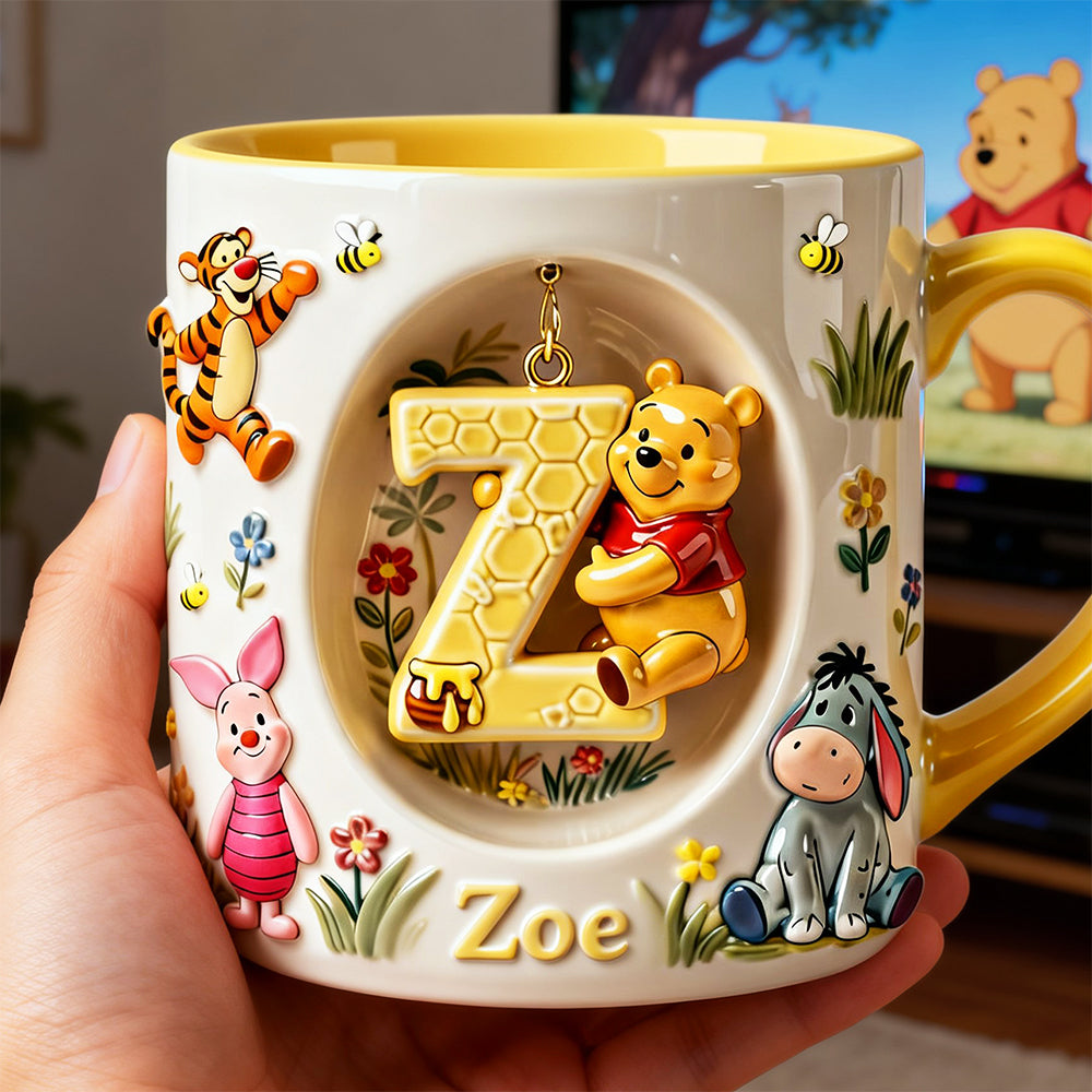 DSNY Honey Bear Anniversary 100 Years Of Friendship - Personalized Initial Alphabet Accent Mug - Gift For Movie Fans HH01