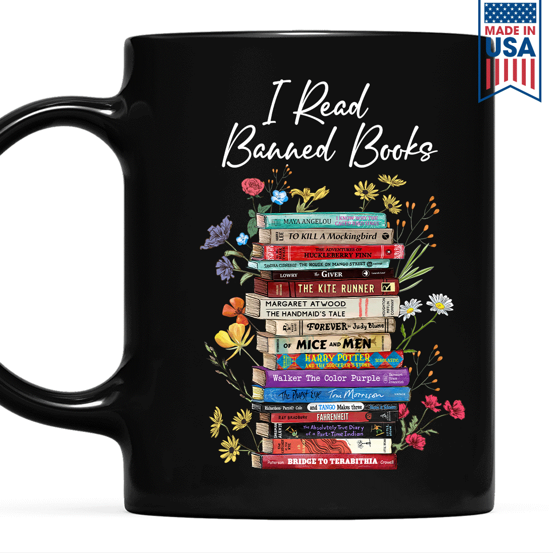I Read Banned Books Flowers Book Lover Gift Mug
