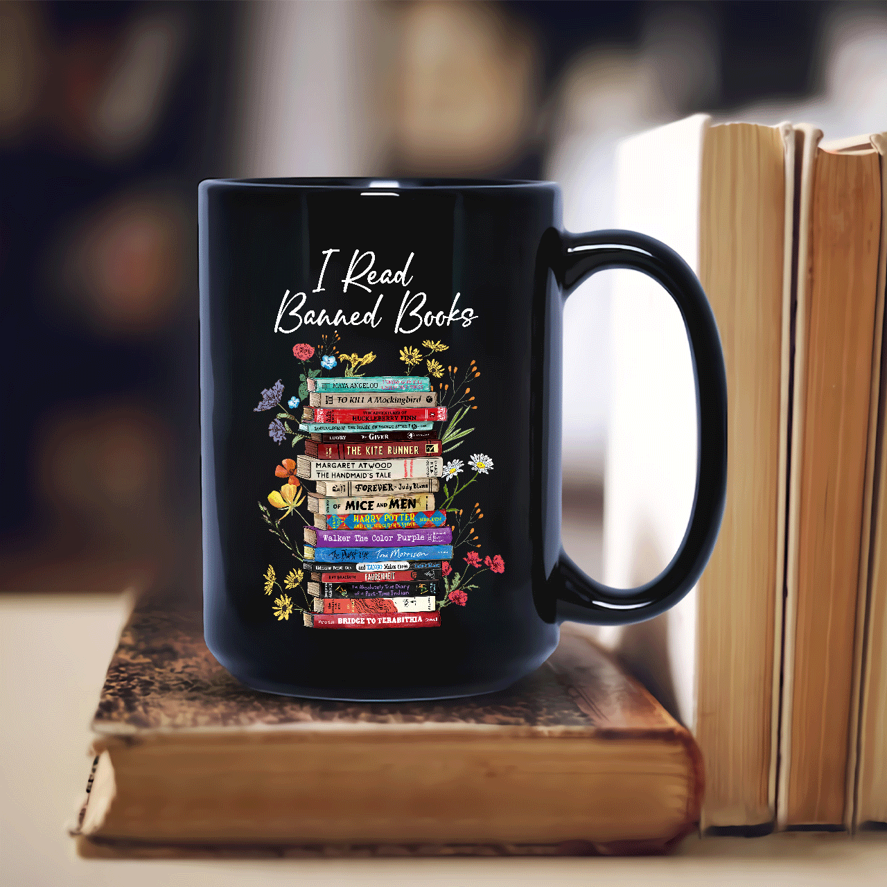 I Read Banned Books Flowers Book Lover Gift Mug