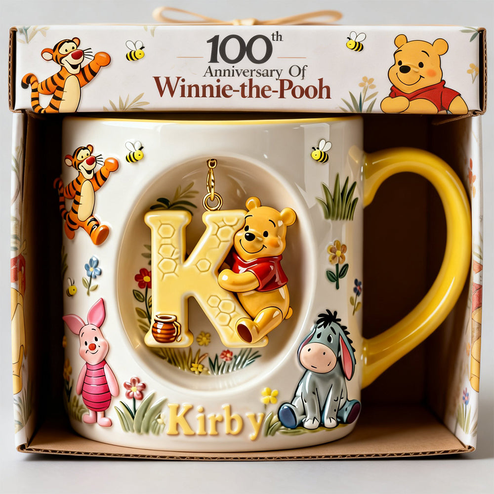 DSNY Honey Bear Anniversary 100 Years Of Friendship - Personalized Initial Alphabet Accent Mug - Gift For Movie Fans HH01