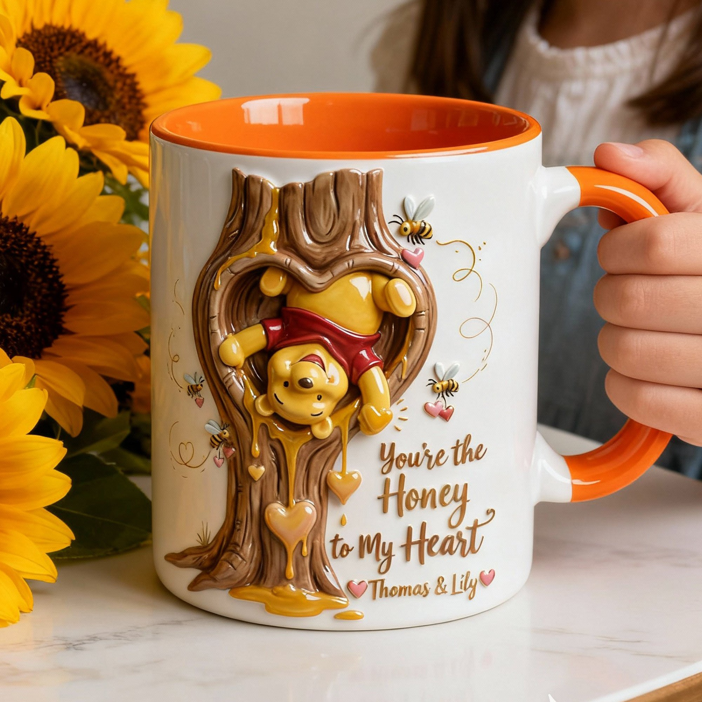 DSNY Honey Bear You're The Honey In My Heart - Personalized Accent Mug - Gift For Couple, Fan Movies HH01