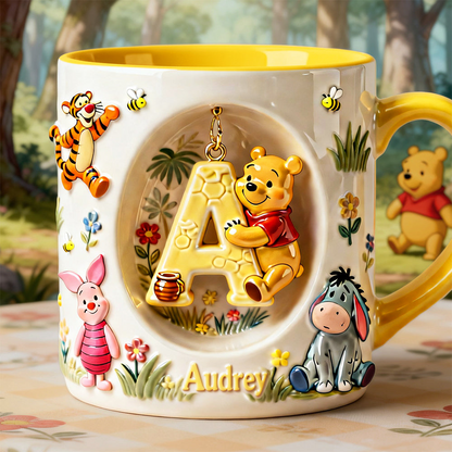 DSNY Honey Bear Anniversary 100 Years Of Friendship - Personalized Initial Alphabet Accent Mug - Gift For Movie Fans HH01
