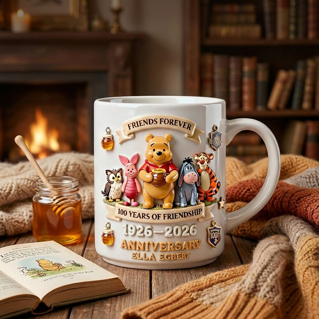 DSNY Honey Bear Celebrate 100 Years Of Friendship - Personalized Ceramic Mug - Anniversary Gift For Movie Fans NL122