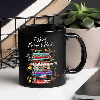 I Read Banned Books Flowers Book Lover Gift Mug