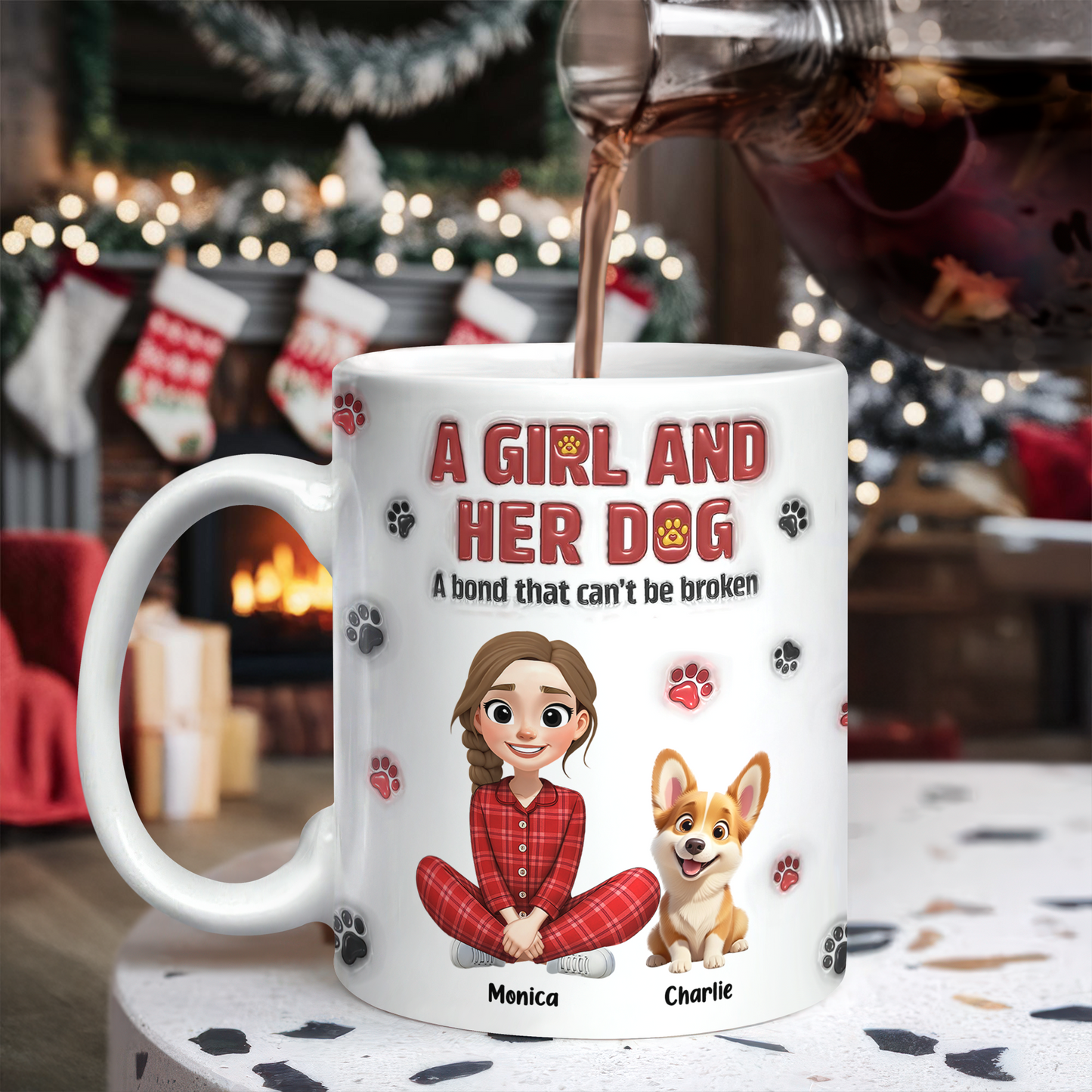 Personalized A Girl And Her Dog Version 3D Inflated Effect Mug HA75 898070
