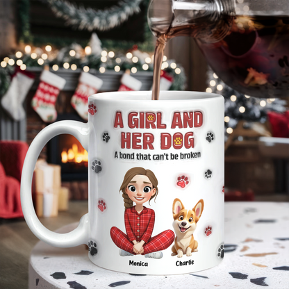 Personalized A Girl And Her Dog Version 3D Inflated Effect Mug HA75 898070