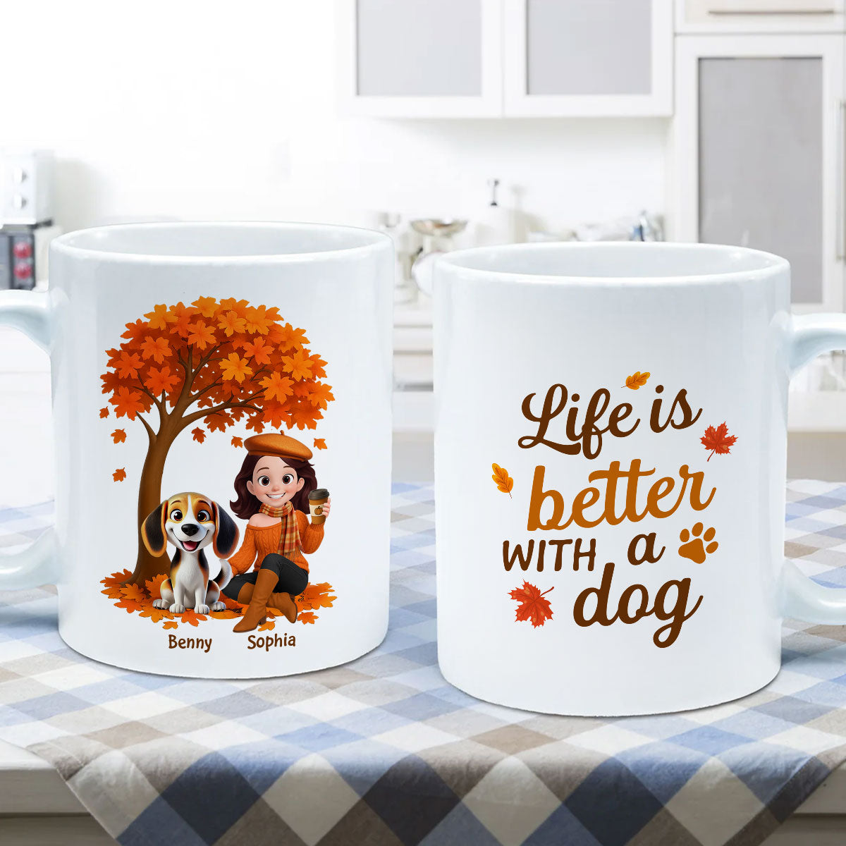 Cozy Fall Vibe Cute Cartoon Life Is Better With A Dog Personalized Mug