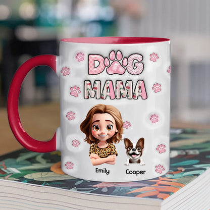 Dog Mom With Cherry - Personalized Custom 3D Inflated Effect Accent Mug - Gift For Her, Pet Lover | CLP16.V3 HH01