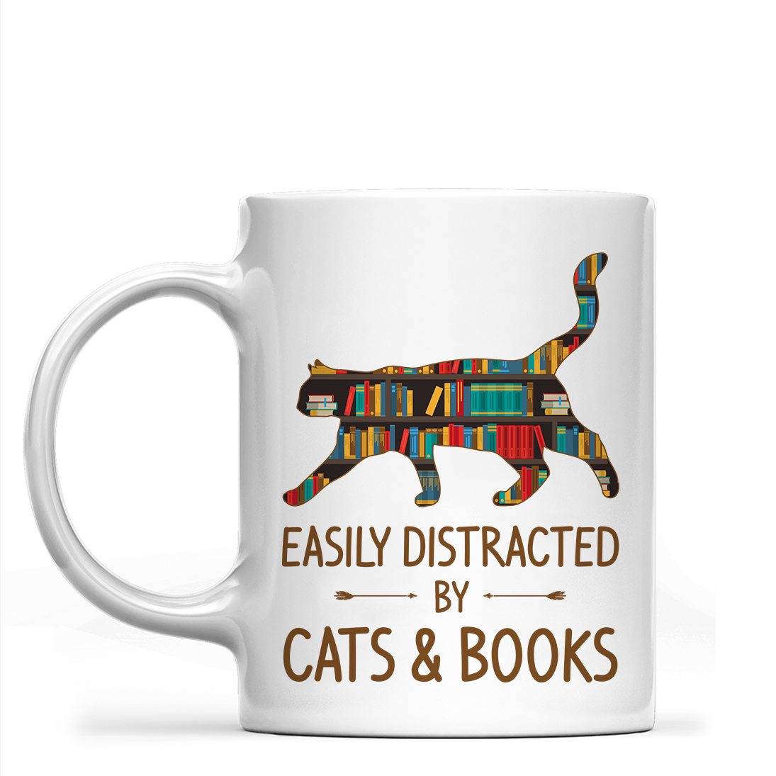 Easily Distracted By Cats And Books Book Lovers Gift Mug