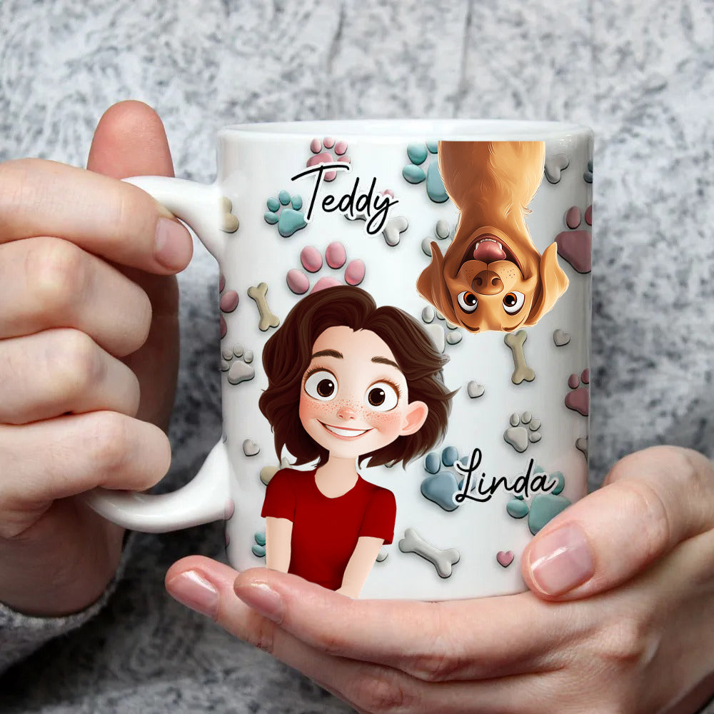 Lovely Dog And Human Cartoon - Personalized Mug - Gift for Pet Owners, Dog Lovers, Dog Mom | CLP15.V3 HH01