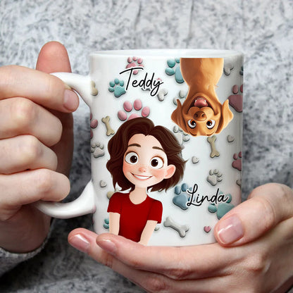 Lovely Dog And Human Cartoon - Personalized Mug - Gift for Pet Owners, Dog Lovers, Dog Mom | CLP15.V3 HH01