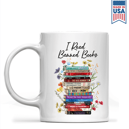 I Read Banned Books Flowers Book Lover Gift Mug