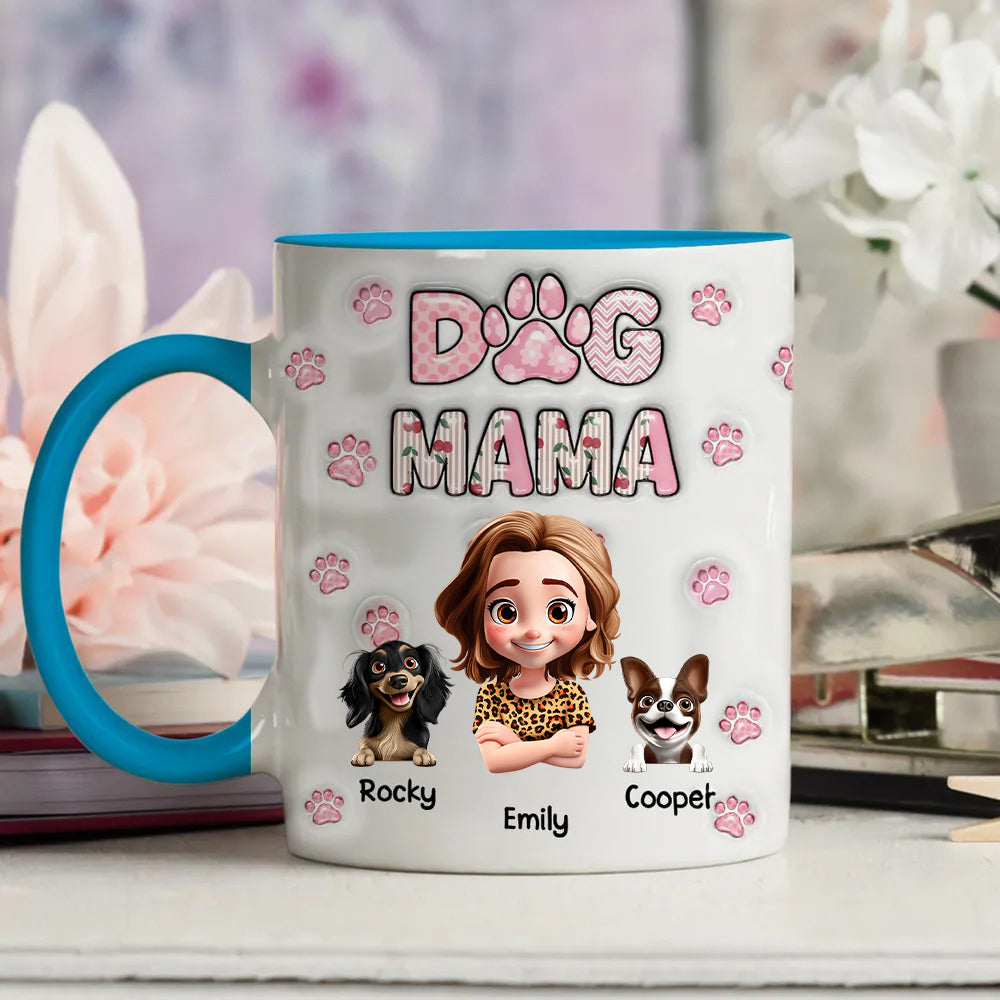 Dog Mom With Cherry - Personalized Custom 3D Inflated Effect Accent Mug - Gift For Her, Pet Lover | CLP16.V3 HH01