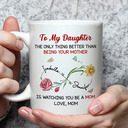 Watching You Be A Mom My Daughter - Personalized Ceramic Mug - Gift For Mom, Mother | HN02