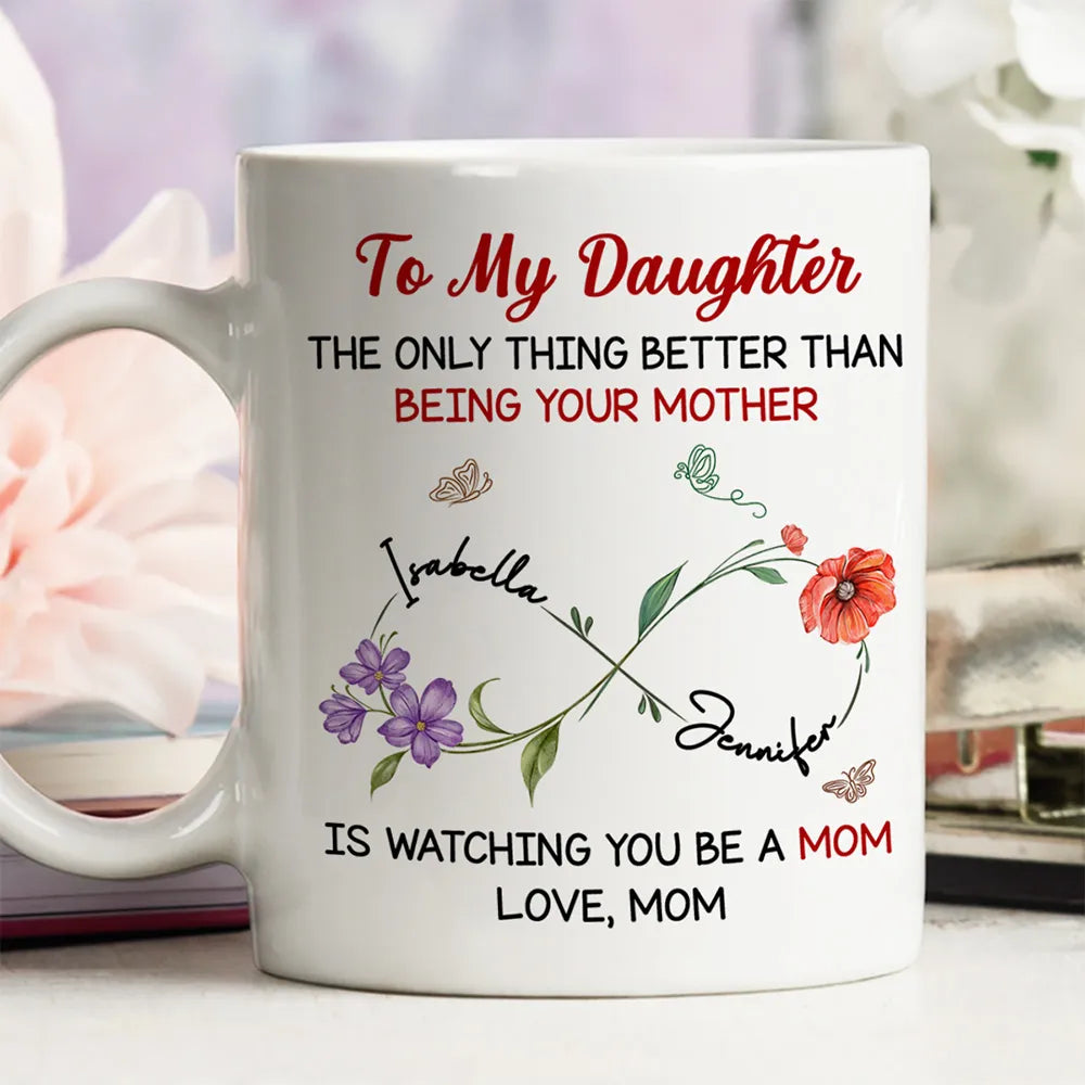 Watching You Be A Mom My Daughter - Personalized Ceramic Mug - Gift For Mom, Mother | HN02