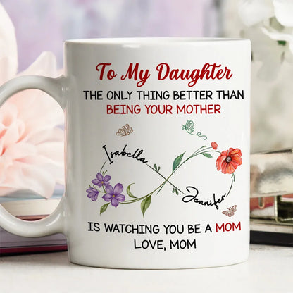 Watching You Be A Mom My Daughter - Personalized Ceramic Mug - Gift For Mom, Mother | HN02