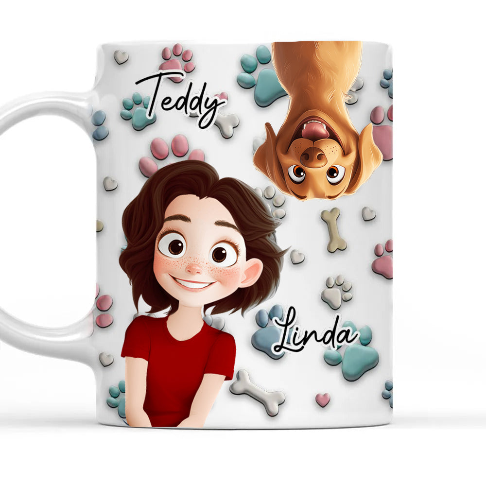 Lovely Dog And Human Cartoon - Personalized Mug - Gift for Pet Owners, Dog Lovers, Dog Mom | CLP15.V3 HH01