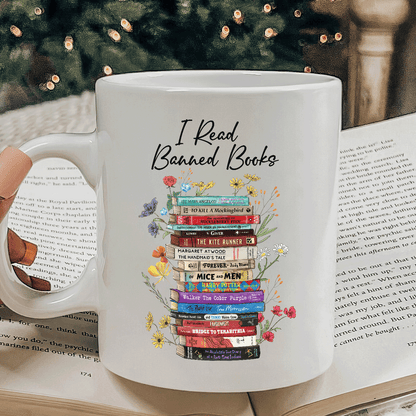 I Read Banned Books Flowers Book Lover Gift Mug