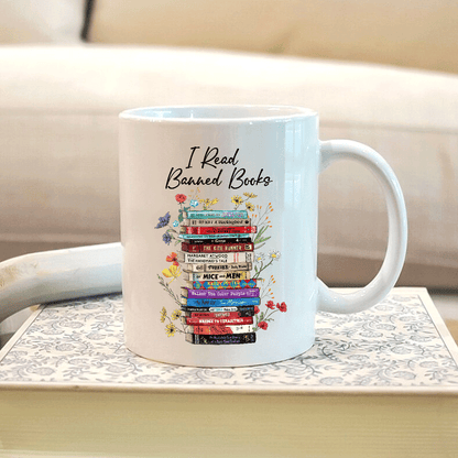 I Read Banned Books Flowers Book Lover Gift Mug