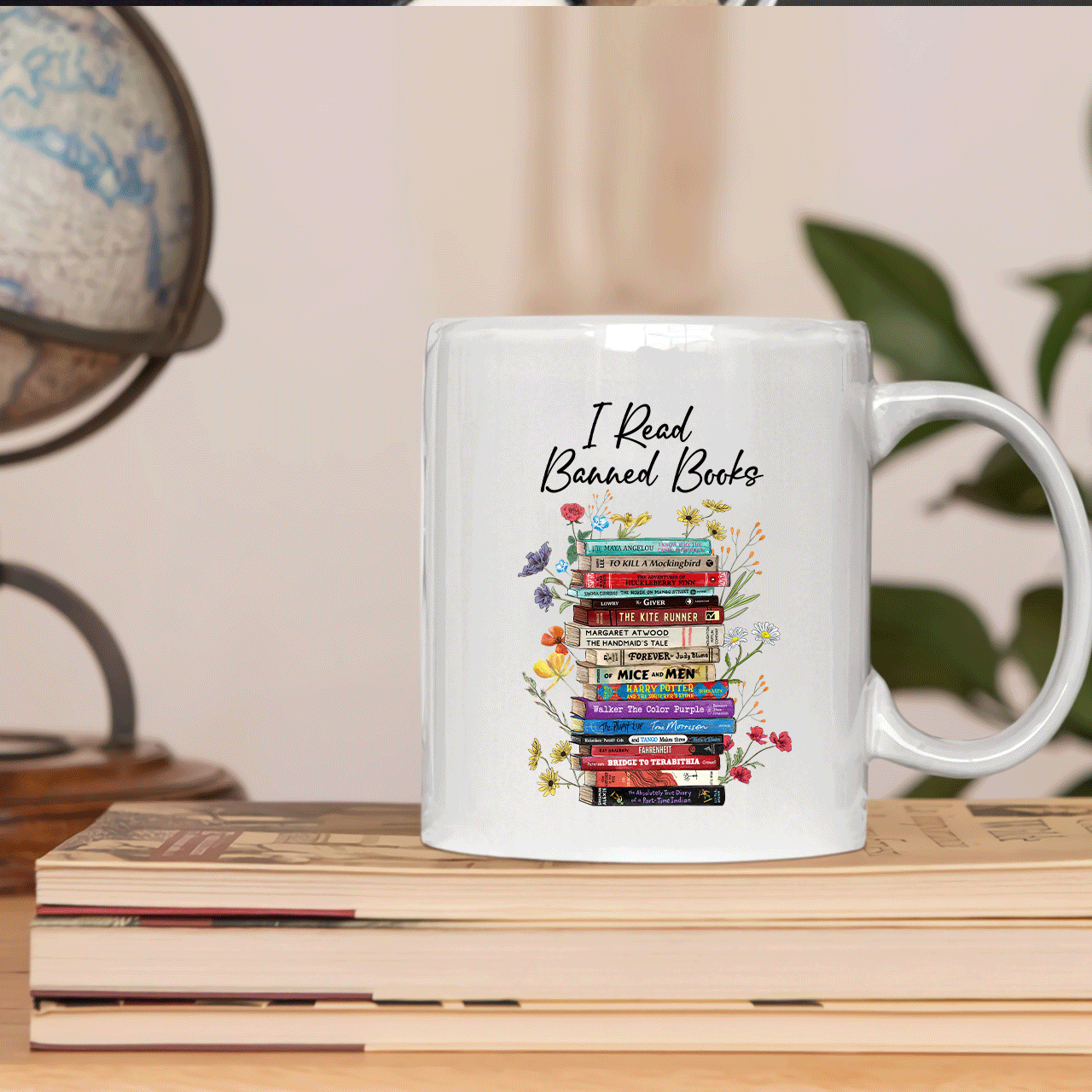 I Read Banned Books Flowers Book Lover Gift Mug