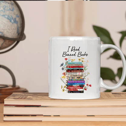 I Read Banned Books Flowers Book Lover Gift Mug