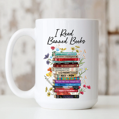 I Read Banned Books Flowers Book Lover Gift Mug
