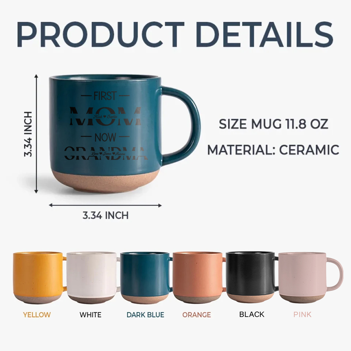 Custom Name First Mom Now Grandma Mother's Day Pottery Mug TH10 892549