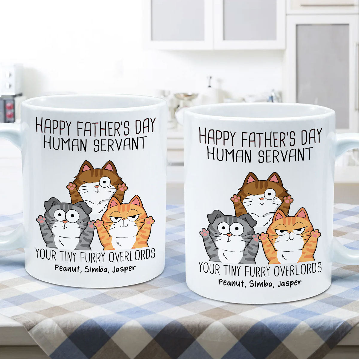 Good Morning Human Servant, Funny Cat Lover Mug, Gift For Cat Dad, Cat Mom