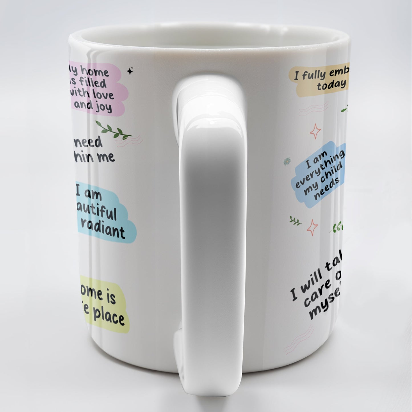 Mom's Self Love Mug With Inspiring Quotes And Floral Design - Personalized Custom Coffee Mug - MOM033_MG