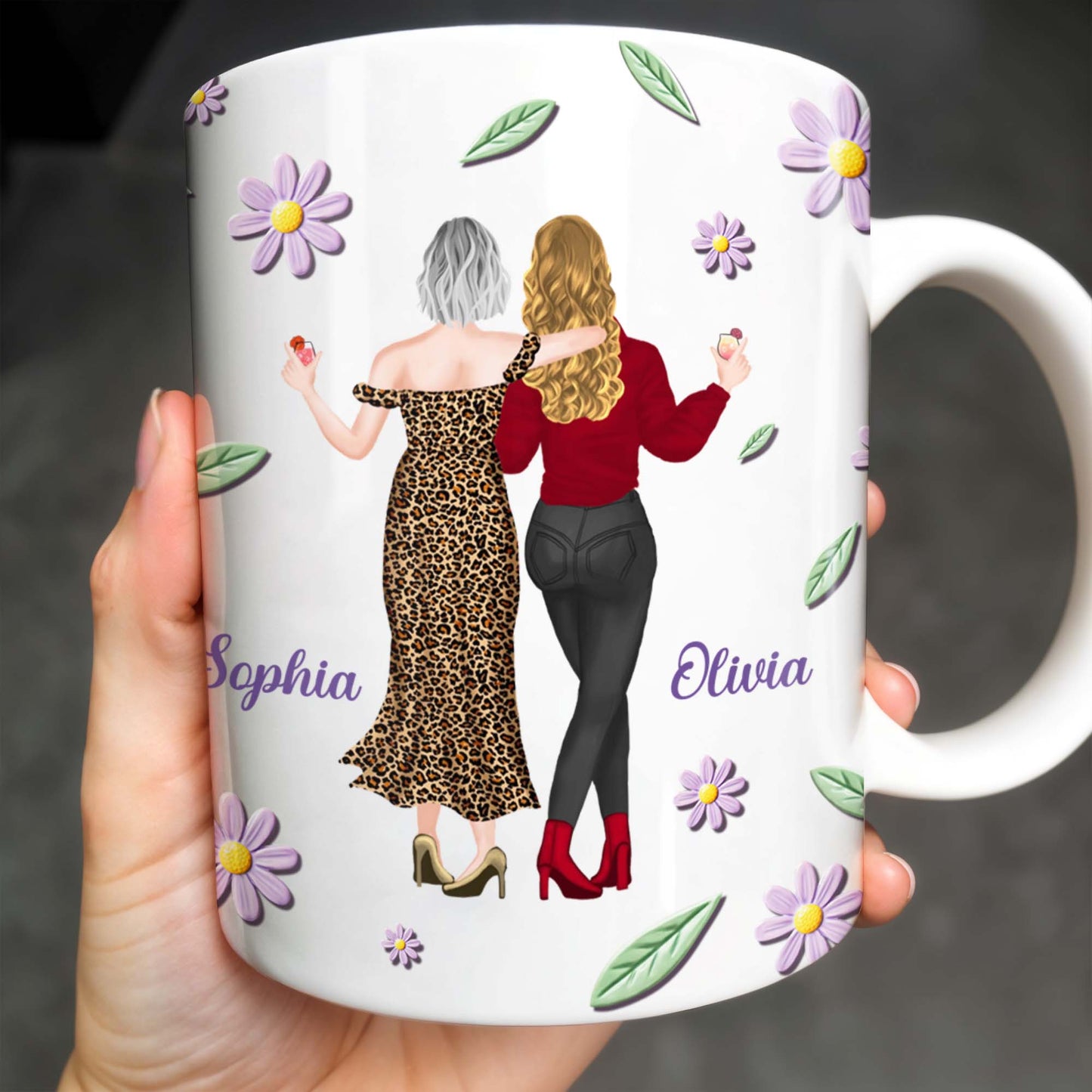 Celebrate Friendship With Stylish Ladies And Flowers - Personalized Custom Coffee Mug - MOM053_MG