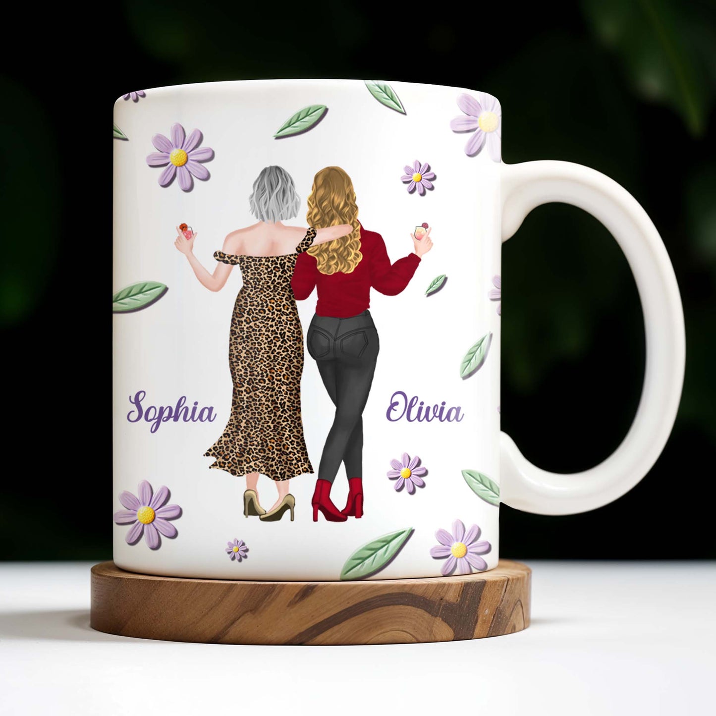 Celebrate Friendship With Stylish Ladies And Flowers - Personalized Custom Coffee Mug - MOM053_MG