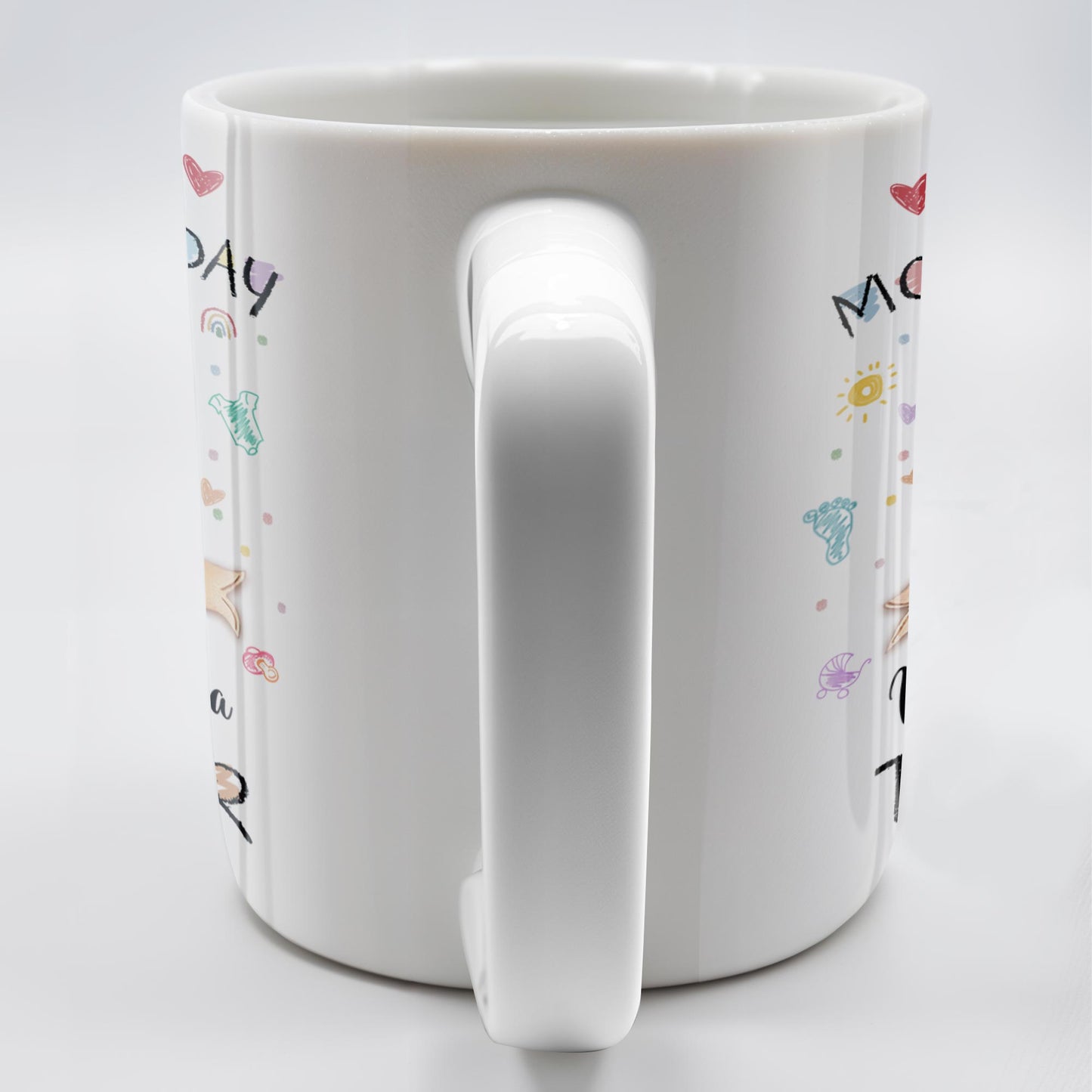 Our First Mother's Day, Mom and Lucia Together, Baby Feet and Hearts - Personalized Custom Coffee Mug - MOM094_MG
