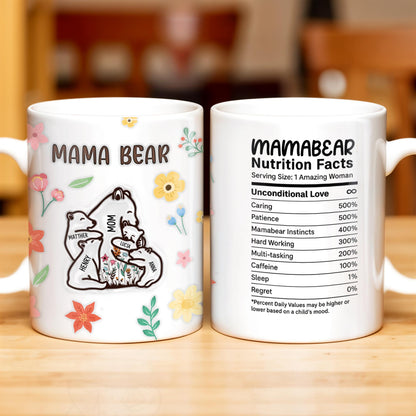 Mama Bear, Bear and Flowers Design - Personalized Custom Coffee Mug - MOM101_MG