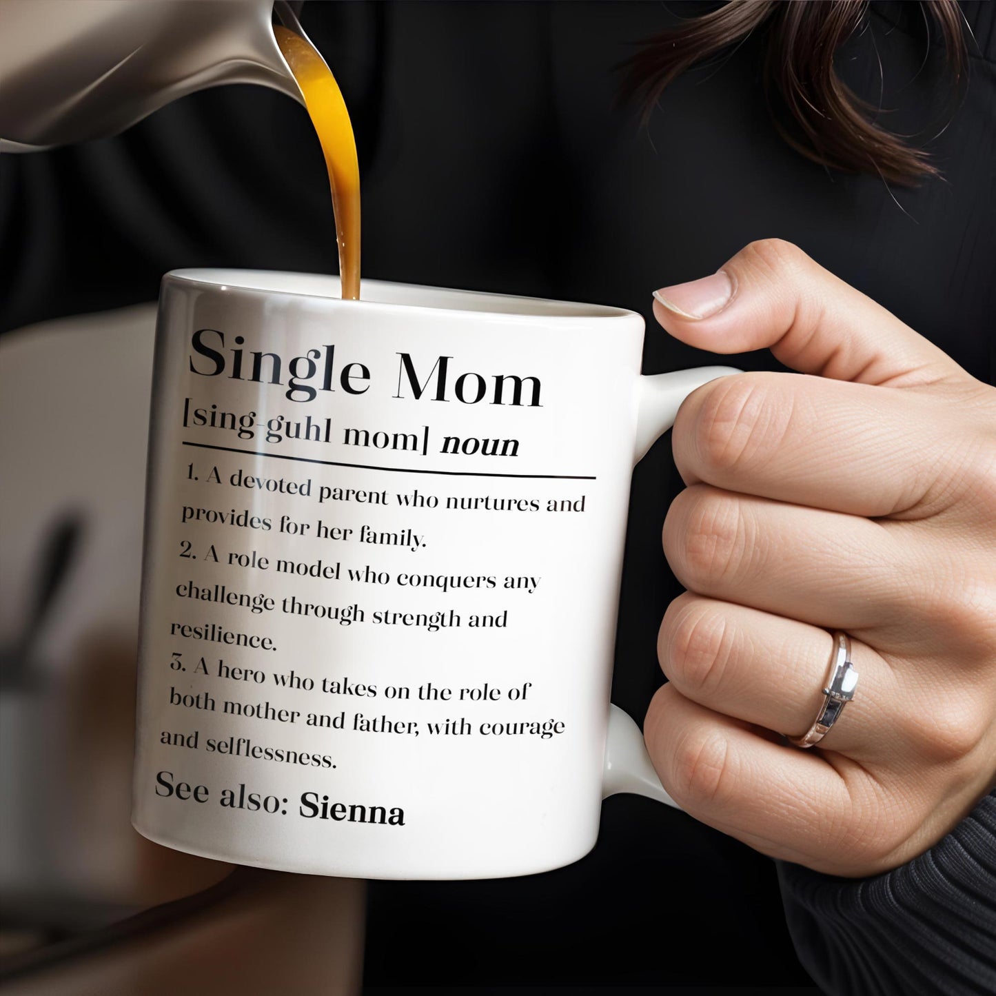 Single Mom Devoted Parent and Courageous Hero - Personalized Custom Coffee Mug - MOM129_MG