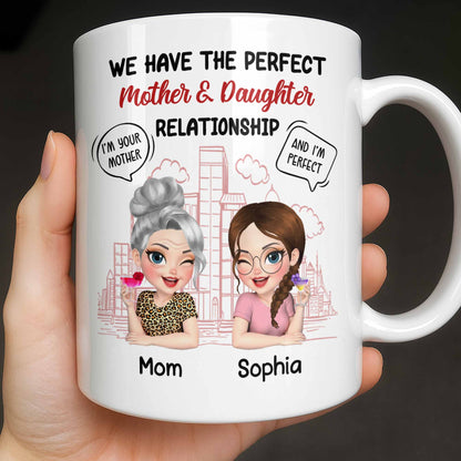 Perfect Mother & Daughter Relationship, Cityscape Design - Personalized Custom Coffee Mug - MOM141_MG