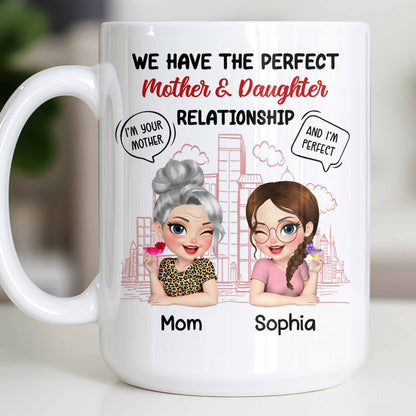 Perfect Mother & Daughter Relationship, Cityscape Design - Personalized Custom Coffee Mug - MOM141_MG