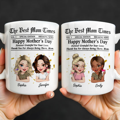 Happy Mother's Day Thank You Mom Newspaper Cartoon - Personalized Custom Coffee Mug - MOM146_MG