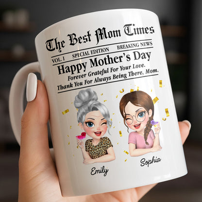 Happy Mother's Day Thank You Mom Newspaper Cartoon - Personalized Custom Coffee Mug - MOM146_MG
