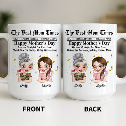 Happy Mother's Day Thank You Mom Newspaper Cartoon - Personalized Custom Coffee Mug - MOM146_MG