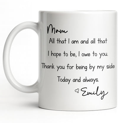 Mom, All That I Am And All That I Hope To Be - Personalized Custom Coffee Mug - MOM149_MG